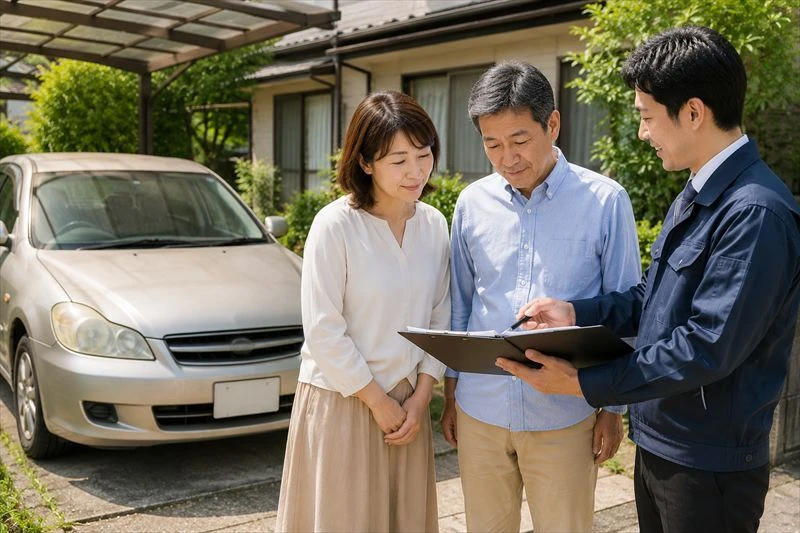 井原市で相続した車の売却について必要書類や手続きを相談するイメージ