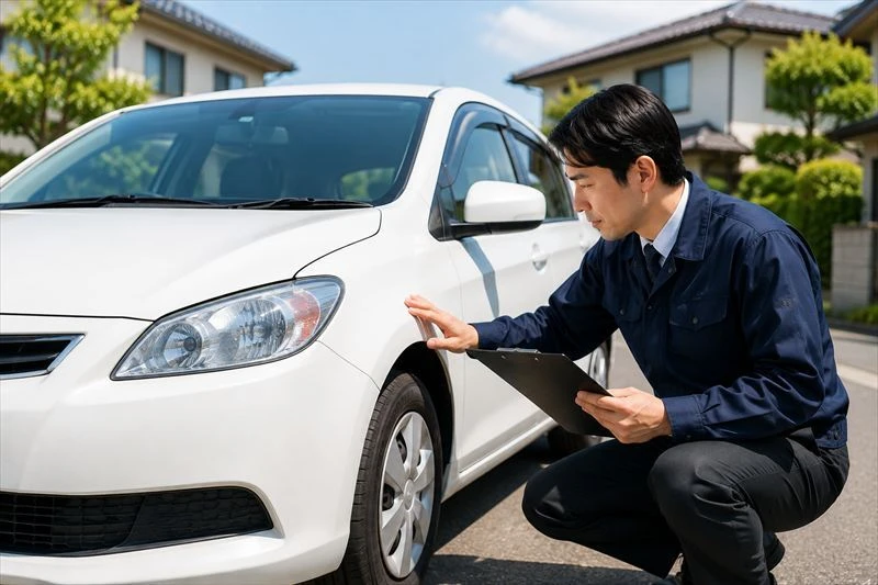 笠岡市で車の状態を確認する無料出張査定のイメージ