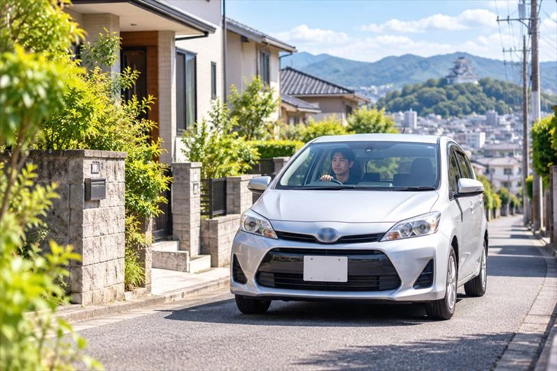 福山市で不動車の無料出張査定に向かうイメージ
