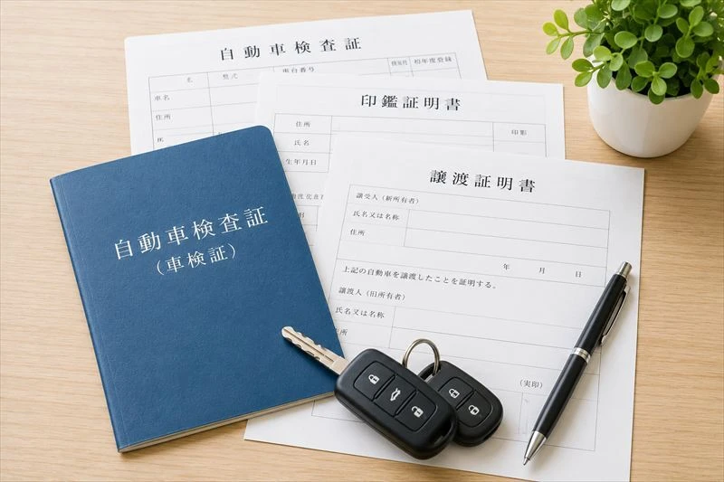 不動車・車検切れ車の買取後に名義変更手続きを行うイメージ
