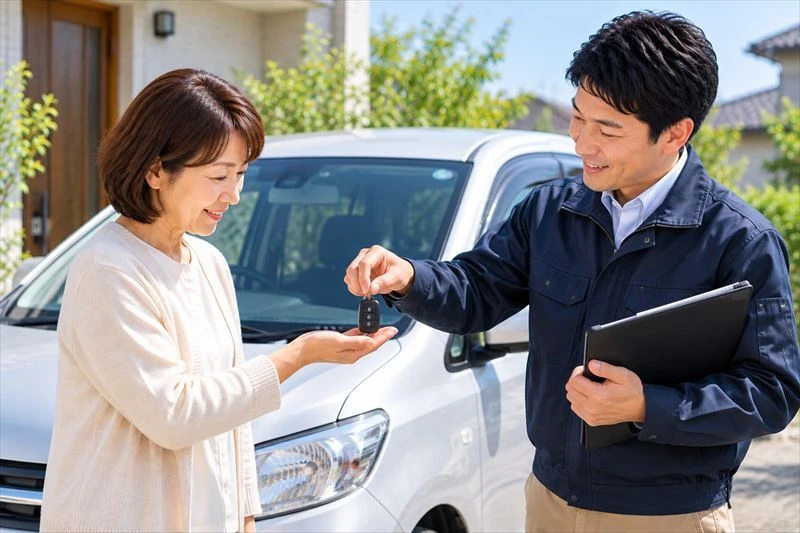 相続した車の売却契約と車の引き渡しの様子